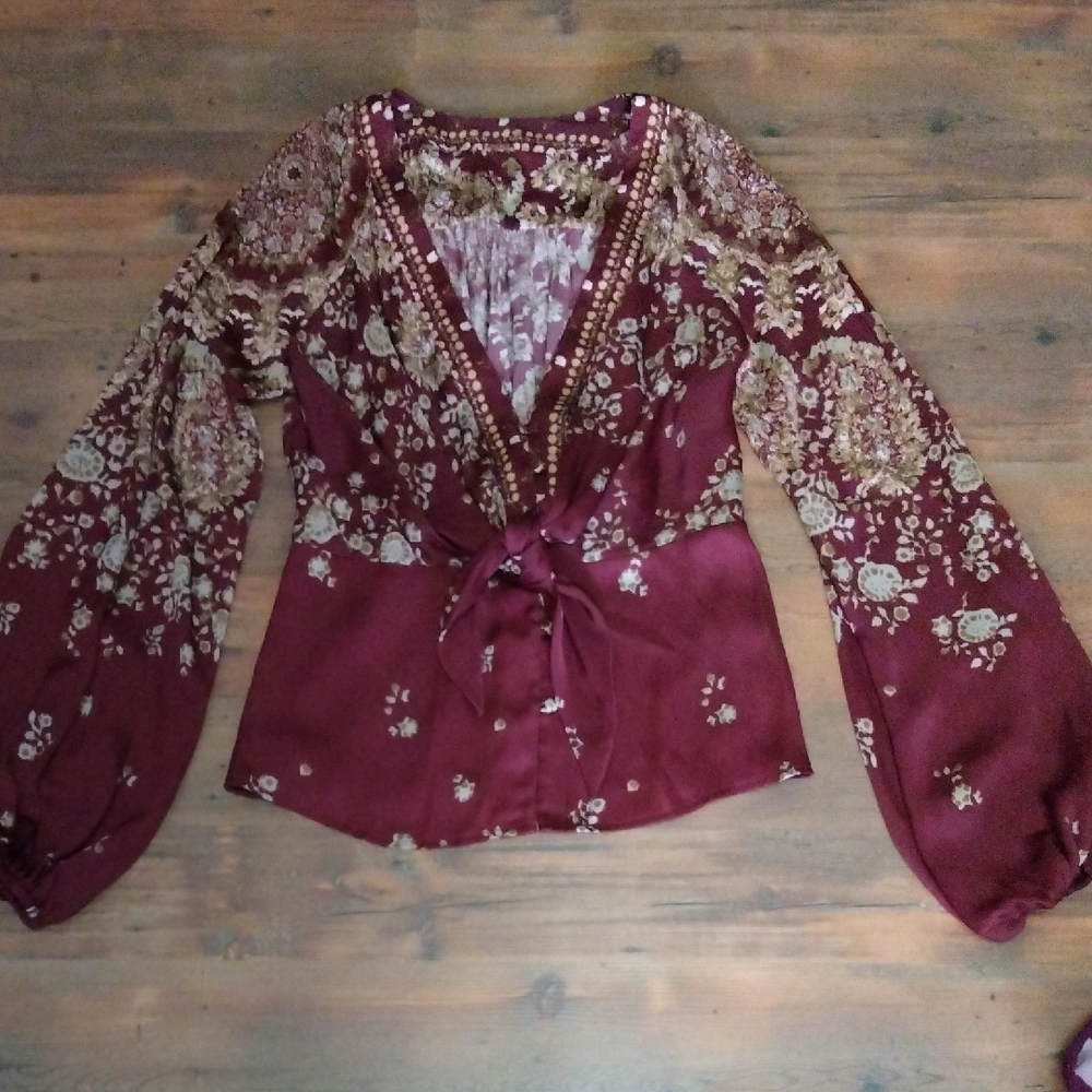 FP Movement by Free People Burgundy Floral Blouse